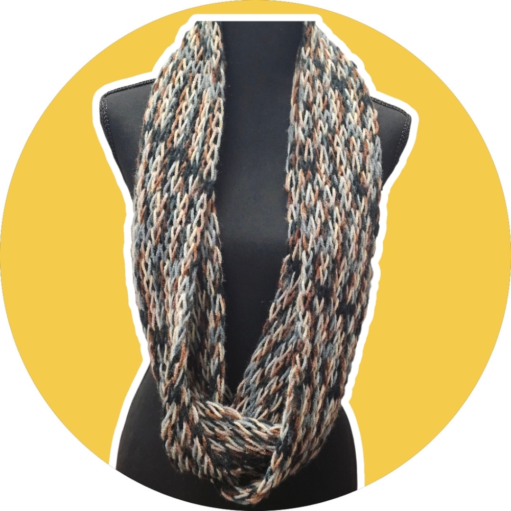 Elegant Black, Brown and Gray Braided Scarf Wrap